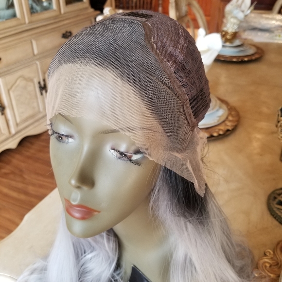 Ombre Black Gray Lace Front Wig - Picture 4 of 8